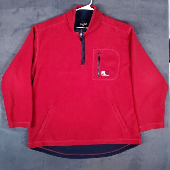 Vtg 90s Polo Ralph Lauren 1/4 Zip Fleece Men's Size XL Red Long Sleeve Nautical - Picture 1 of 9